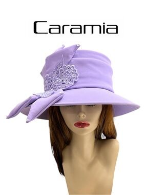 Lavender Women's Dress Hat with Floral Accent